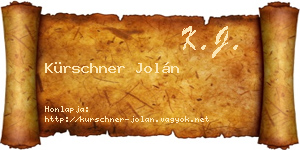 Kürschner Jolán névjegykártya
